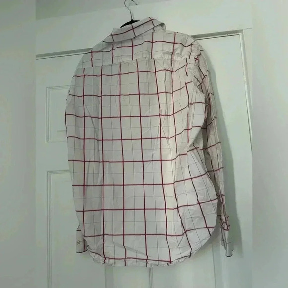 Men’s American Eagle White And Pink Plaid Button Up Shirt Size Large - Picture 2 of 5